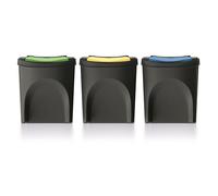 Set di 3 bidoni raccolta KEDEN SORTIBOX 100% plastica, nero, 75L
