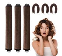 Set di 3 bigodini senza calore, colore nero, caffè, kaki, bigodini in velluto e gomma, per acconciature notturne, riccioli danneggiati, design adatto ai viaggi