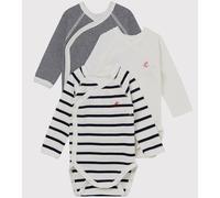 Petit Bateau 54219, Body neonato manica lunga (Pacco da 3) Unisex - Bimbi 0-24, Variante 1, 3 mesi