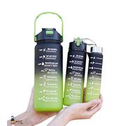 Set di 3 borracce sportive con indicatore del tempo motivazionale, 1800 ml, 750 ml, 300 ml, a prova di perdite, con tappo a ribalta, per sport, ciclismo, attività all'aperto, viaggi, scuola, colore