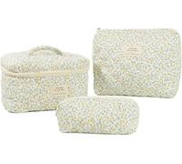 Set di 3 borse da donna trapuntate, borsa per trucco, borsa da bagno, borsa per cosmetici, borsa da viaggio, borsa da trucco da donna, colore rosa e moda., blu, alla moda