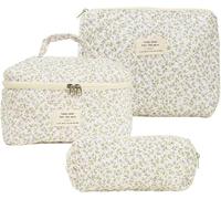 Set di 3 borse da donna trapuntate, borsa per trucco, borsa da bagno, borsa per cosmetici, borsa da viaggio, borsa da trucco da donna, colore rosa e moda., viola, alla moda