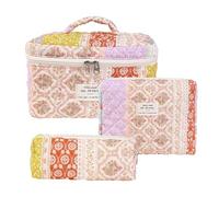 Set di 3 borse per trucchi floreali, larghe, medie e piccole, per donne e ragazze, borsa da viaggio con cerniera, borsa a mano con motivo floreale, d, descrizione, descrizione