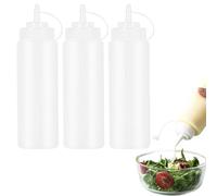 Set di 3 bottiglie dosatrici da 360 ml 12oz - Bottiglie a pressione graduate - Dispenser per ketchup - Bottiglia per olio - Bottiglia dosatrice - Bottiglia per salsa - Contenitore per vinaigrette