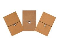 Set di 3 braccialetti con dinosauri dell'amicizia con biglietto per messaggio Fai un desiderio regolabile braccialetto tirannosauro braccialetto fatto a mano semplice moda gioielli da donna regali