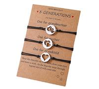 Set di 3 braccialetti con scritta "Mother Daughter" e "Daughter" e "Wish", con cuori e cuori, gioielli