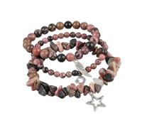 Set di 3 braccialetti impilabili con pietre preziose autentiche da donna, braccialetti fatti a mano con perline di cristallo e pietre scheggiate con ciondoli a forma di stella, luna, ala, collezione