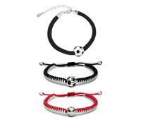 Set di 3 braccialetti intrecciati alla moda per ragazzi e ragazze, con fan di calcio, palla e barra regolabili in rame