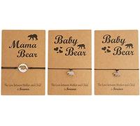 Set di 3 braccialetti per madre e figlia, regali abbinati ritagliati con orso, braccialetti dei desideri Mom and Me gioielli Regali per la mamma Brithday Fashion con bello