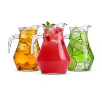 Set di 3 Brocca in Vetro Trasparente grande e capiente da 1,8 LT Caraffa