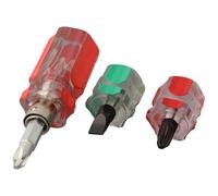 Set di 3 cacciaviti, in acciaio al cromo vanadio, corto, piatto e per Phillips con manico intercambiabile 2 in 1, antiscivolo, per macchina da cucire e riparazioni a spazi ristretti