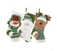 Set di 3 calze natalizie con Babbo Natale, pupazzo di neve e cervo in 3D, decorazione natalizia per caminetto e conservazione delle vacanze