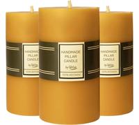 Set di 3 Candele a Colonna in 100% Pura Cera d'Api - Durata di 21 Ore - Candele a Colonna con Stoppino in Cotone - Candela Senza Profumo - Pilastri in Cera d'Api Senza Gocce - Set of 3 Pillar Candles