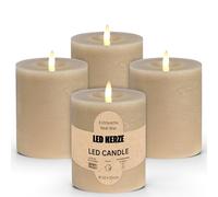 Set di 3 candele a LED in vera cera con funzione timer con telecomando - Candele realistiche fiamma tremolante bianco caldo Ø 7 cm - Candele di cera elettrica tortora come accogliente decorazione da