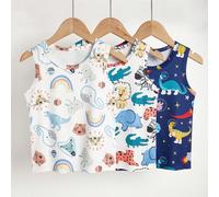 Set di 3 canotte intimo da ragazzo con stampe di animali carine e confortevoli, adatte per uso casual domestico, indossabili come abbigliamento da casa o da notte. Stile minimale facile da abbinare, p