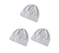Set di 3 cappelli da notte unisex in cotone per adulti con patch per il sonno, cappello per la testa, grigio