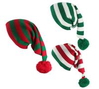 Set di 3 cappelli natalizi lavorati a maglia, stile Babbo Natale ed elfo, morbidi berretti per uomini e donne, ideale per sci, feste in costume e inverno
