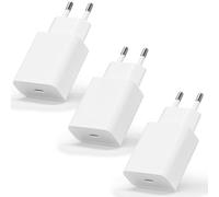Set di 3 caricabatterie rapidi da 25 W compatto USB-C - Protezioni con chip IC - Caricabatterie rapido per iPhone, iPad, Samsung, Android, spina di alimentazione EU
