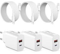 Set di 3 caricabatterie USB C 30 W + cavo di ricarica rapida da 1,8 m con cavo di alimentazione, alimentatore USB compatibile con iPhone 16/15/Galaxy/Samsung/Google, ecc