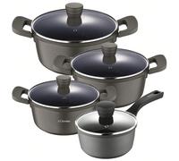 Set di 3 casseruole con coperchio 20 cm (2,5 L) x 24 cm (4,5 L) x 28 cm (6,7 L) + casseruola da 16 cm (1,3 L) in alluminio pressofuso antiaderente 3Claveles