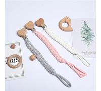 Set di 3 catenelle per ciuccio, unisex, per bambini, con clip in plastica, per bavaglini, foulard triangolare, ciuccio, ciuccio