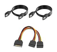 Set di 3 cavi SATA III per hard disk HDD SSD e adattatore di alimentazione Y, 2 cavi dati SATA dritti 40 cm e 1 splitter 20 cm, connettore interno ad alta velocità per PC e Blu-Ray, colore: Nero