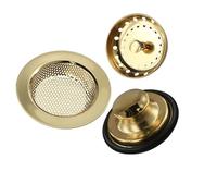 Set di 3 cestelli for lavello da cucina in acciaio inox, finitura oro, resistenti alla ruggine, for lavelli da cucina e da bagno.