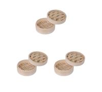 Set di 3 cestini per cottura a vapore in bambù, per cottura a vapore per dessert, verdure al vapore, 13 cm