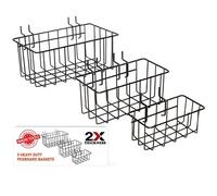 Set di 3 cestini per pannelli forati resistenti per fori da ¼ di pollice, in metallo extra spesso, si adattano perfettamente a pannelli forati con fori da ¼", accessori per strumenti e altro ancora