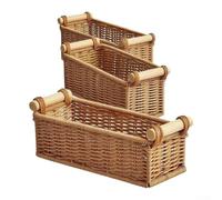 Set di 3 cestini portaoggetti in plastica effetto vimini, misure S, M, L | Elegante effetto vimini, contiene asciugamani di carta igienica, mantiene il bagno in ordine, set di 3 per bidoni versatili