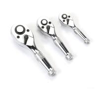 Set di 3 chiavi a cricchetto con testa quadrata reversibile a 72 denti e meccanismo a sgancio rapido per riparazioni di veicoli ed elettrodomestici, azionamenti 1/4 3/8 1/2 pollici (argento)