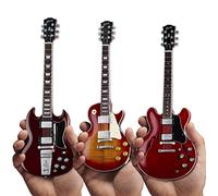 Set di 3 chitarre in miniatura Gibson Classic Les Pauls - '59 Sunburst, Wine Red SG e Cherry ES-335
