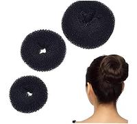 Set di 3 ciambelle per chignon e chignon fai da te, con un bel design nero