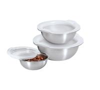 Set di 3 ciotole in acciaio inox Oggi - Mini formati da 2 oz/4 oz/8 oz con coperchi - Ideali per la preparazione di cibi Ciotole per sale e pepe