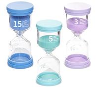 Set di 3 clessidra bambini in colori Macaron: timer cucina da 3, 5 e clessidra 15 minuti, perfetto come timer visivo, educativo o come clessidra bomboniera.