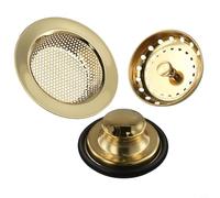 Set di 3 colini per lavello oro con tappo e cestello, griglia di scarico per cucina e bagno, design moderno contro l'intasamento, universale, adatto per scarichi standard (oro)