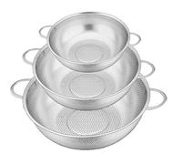 Set di 3 colino per pasta con manico, colino da cucina in acciaio inox, scolapasta per pasta, frutta, riso, verdura, lavabile in lavastoviglie
