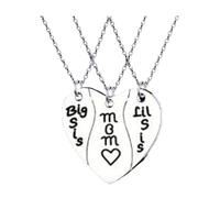 Set di 3 collane a forma di cuore, in acciaio inox, per festa della mamma, Natale, San Valentino, regalo di compleanno per etichette, Metallo, Senza Gemstone