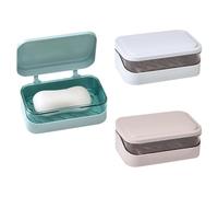 Set di 3 contenitori da viaggio, contenitori rettangolari a tenuta stagna con coperchi scolapiatti rimovibili, piatto in plastica per bagno e uso in viaggio (colori assortiti)
