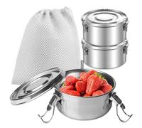 Set di 3 contenitori per il pranzo in acciaio inox, scatola per pranzo in acciaio inox, scatola per il pranzo in acciaio inox con coperchio per snack, frutta, cereali