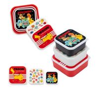Set di 3 contenitori per snack Pokémon Pikachu per bambini | Scatole di plastica senza BPA con coperchi a pressione per pranzi scolastici, snack, avanzi e picnic