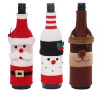 Set di 3 coperture per bottiglie di vino con motivi di Babbo Natale, perfette per decorare stagionalmente vino e bottiglie