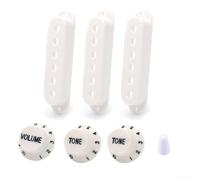 Set di 3 coperture per pickup per chitarra elettrica ST, single coil, 48, 50, 52 mm, con controllo del volume, 2 manopole e punta dell'interruttore per selettore a 5 vie, colore: bianco