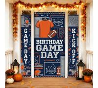 Set di 3 coperture per porta d'ingresso a tema calcio di compleanno | Grafica della maglia da calcio, set di striscioni per porta, diagrammi di playbook, decorazioni per feste sportive