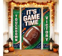 Set di 3 coperture per porta d'ingresso con citazione per la stagione della | Diagrammi di gioco tattici, Banner verticali, banner touchdown e vittoria, arredamento appassionato di sport