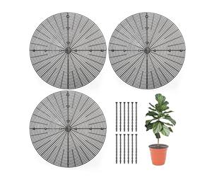 Set di 3 coperture per vasi da fiori grandi nere, vasi in plastica tagliabili e protettori per piante che impediscono agli animali e ai bambini di danneggiare le piante (Ø 52 cm)