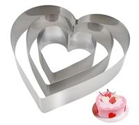 Set di 3 Coppapasta, Anelli per Torta in Acciaio Inossidabile di Cuore, Anello Torta di Cuore, Anelli per Torte per Torte Ø 10/15/20 cm, Anello per Torte per Mousse Torte Dessert Dessert Pasticceria
