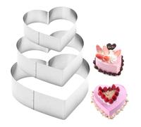 Set di 3 Coppapasta, Anelli per Torta in Acciaio Inossidabile di Cuore Anello Torta di Cuore anelli per torte da 10/15/20 cm Anello per Mousse Torte Dessert Dessert Pasticceria a forma di cuore