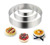 Set di 3 Coppapasta,RUNEAY Diametro 15/20/25 cm Anello Torta Acciaio inossidabile Circolare Coppa Pasta,Altezza 6 cm,per Torte Mousse Pasticceria