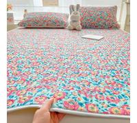 Set di 3 coprimaterassi rinfrescanti, lavabile, in seta di ghiaccio, coprimaterasso rinfrescante estivo con federa, morbido cuscinetto di ghiaccio traspirante, per dormitorio per uso studentesco